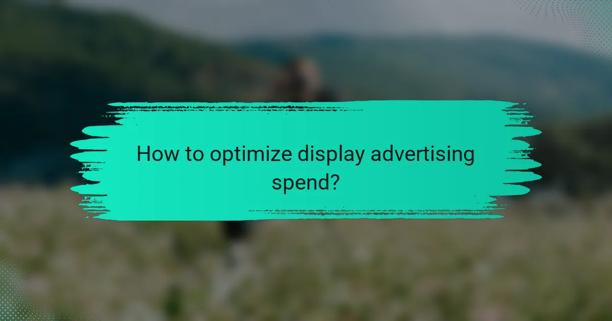 How to optimize display advertising spend?