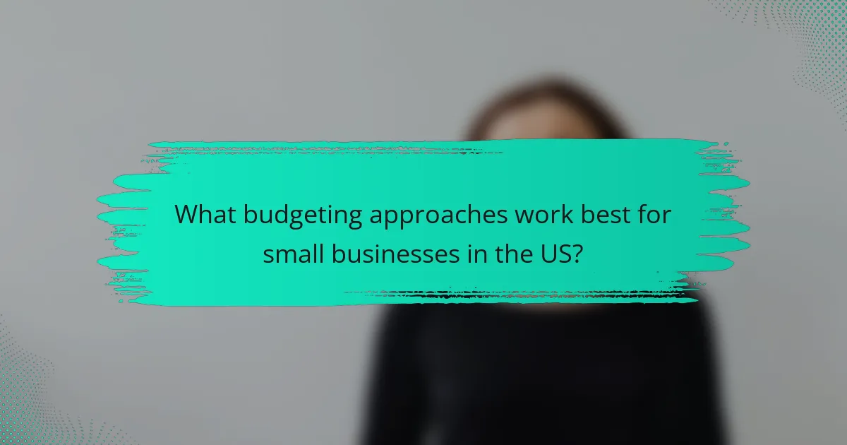 What budgeting approaches work best for small businesses in the US?